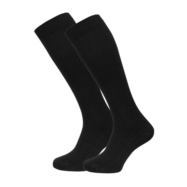 SUFFUSE Men Knee High Socks Extra Long Pure Cotton Comfortable Black White Socks Pack of 3 Pairs