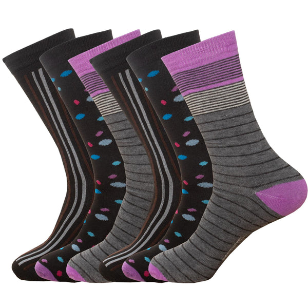 Men’s Design Socks - Stripe & Dot Collection (Pack of 6)