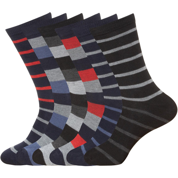 Men’s Design Socks - Stripes and Bars (Pack of 6)