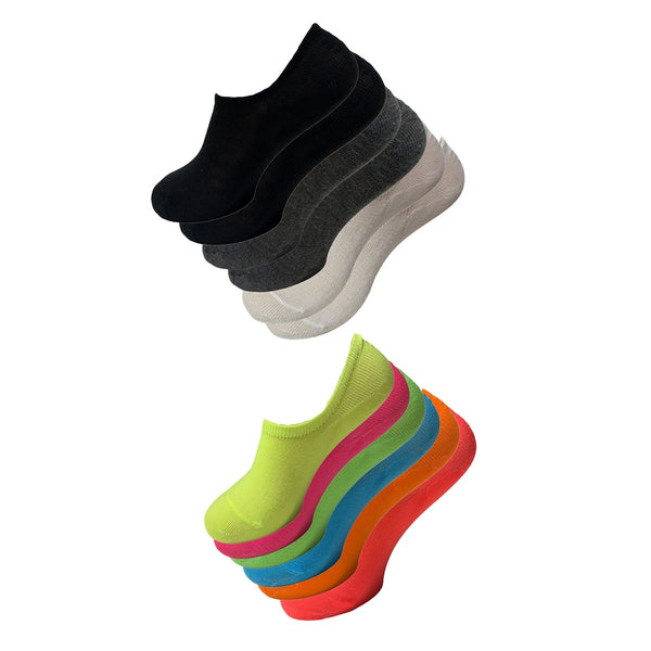 SUFFUSE No Show Socks for Women Invisible Design Anti Slip Shoe Liner Footsies For Women Invisible Sock Black White Neon Trainer Loafer Sneaker Shoes